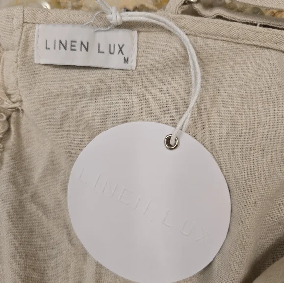 Linen Lux 2 Piece Tank Shorts Beige Size M NWT - Picture 3 of 4